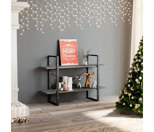 Spintelė Knygoms, 2 Lentynos, Pilka, 100X30X70cm Pušis