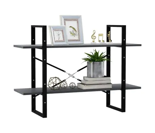 Spintelė Knygoms, 2 Lentynos, Pilka, 100X30X70cm Pušis