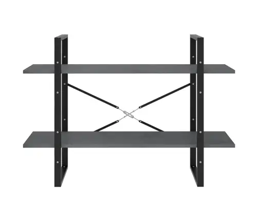 Spintelė Knygoms, 2 Lentynos, Pilka, 100X30X70cm Pušis