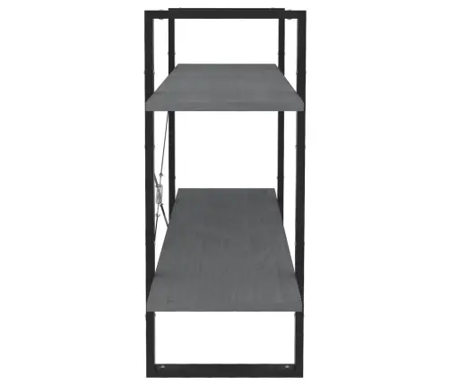 Spintelė Knygoms, 2 Lentynos, Pilka, 100X30X70cm Pušis