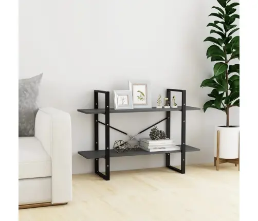 Spintelė Knygoms, 2 Lentynos, Pilka, 100X30X70cm Pušis