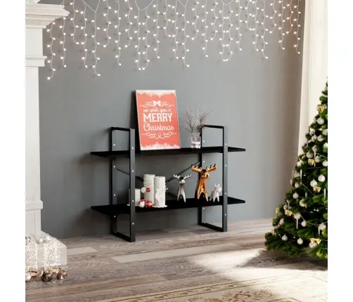 2-Līmeņu Grāmatu Plaukts, Melns, 100X30X70 Cm, Priedes Koks Vidaxl