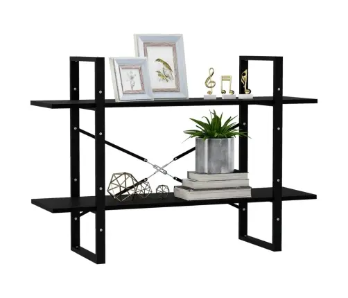 2-Līmeņu Grāmatu Plaukts, Melns, 100X30X70 Cm, Priedes Koks Vidaxl