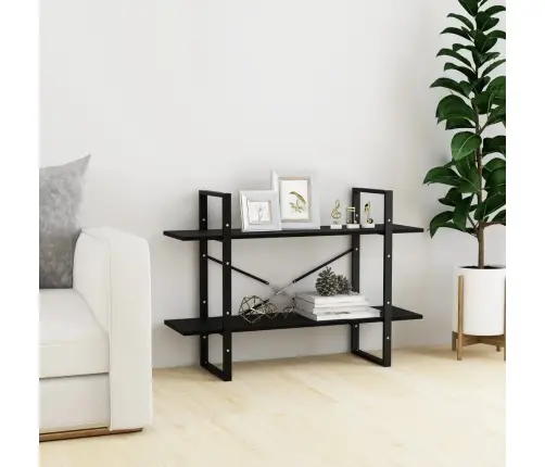 2-Līmeņu Grāmatu Plaukts, Melns, 100X30X70 Cm, Priedes Koks Vidaxl