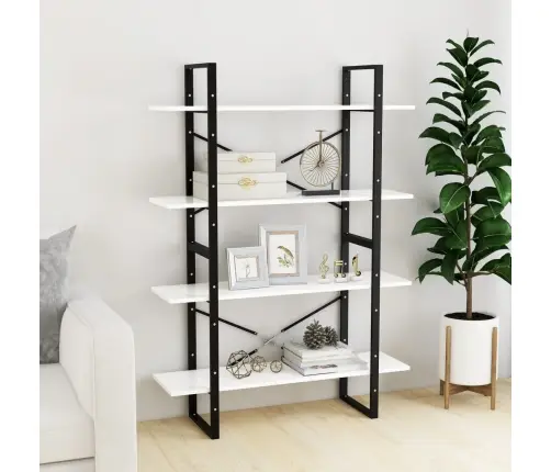 4-Līmeņu Grāmatu Plaukts, Balts, 100X30X140Cm Inženierijas Koks Vidaxl