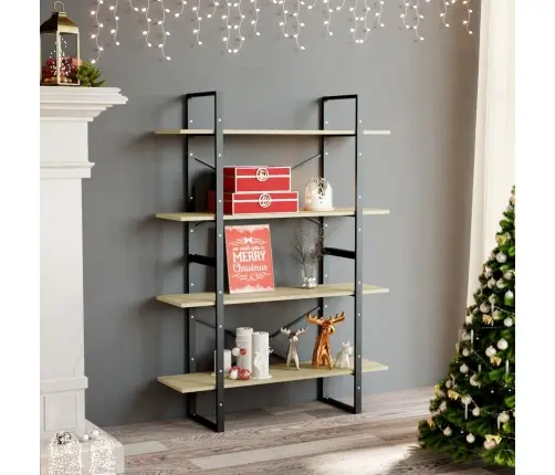 4-Līmeņu Grāmatu Plaukts, Ozola, 100X30X140Cm Inženierijas Koks Vidaxl