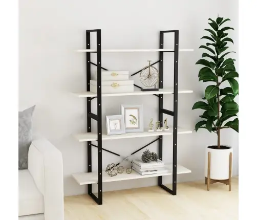 4-Līmeņu Grāmatu Plaukts, Balts, 100X30X140 Cm, Priedes Koks Vidaxl