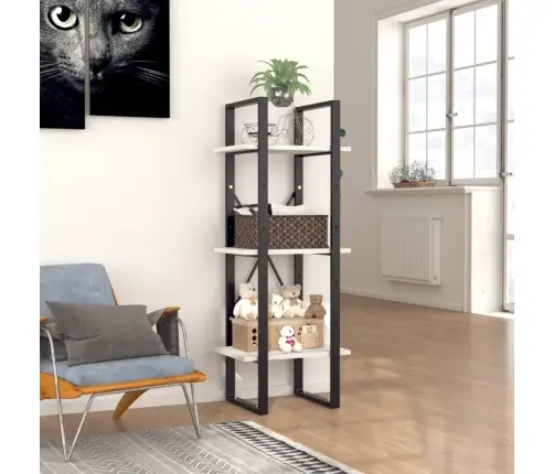 3-Korruseline Raamaturiiul, Valge, 40X30X105 cm Tehispuit