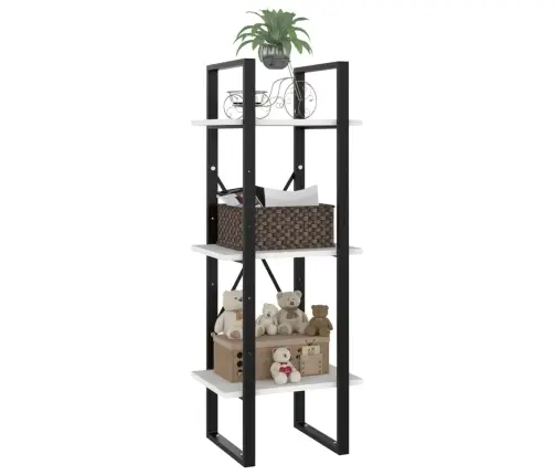 3-Korruseline Raamaturiiul, Valge, 40X30X105 cm Tehispuit