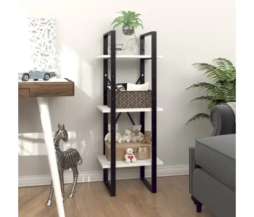 3-Korruseline Raamaturiiul, Valge, 40X30X105 cm Tehispuit