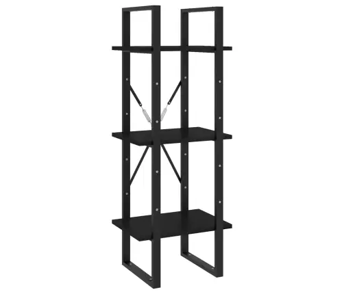 3-Līmeņu Grāmatu Plaukts, Melns, 40X30X105 Cm, Priedes Koks Vidaxl