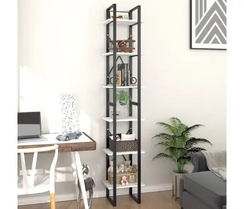 6-Līmeņu Grāmatu Plaukts, Balts, 40X30X210Cm, Inženierijas Koks Vidaxl