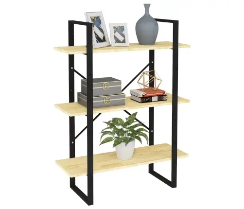 Spintelė Knygoms, 3 Lentynos, 80X30X105cm Pušies Masyvas