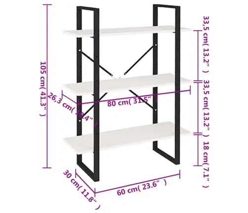 3-Līmeņu Grāmatu Plaukts, Balts, 80X30X105 Cm, Priedes Koks Vidaxl 3-Līmeņu Grāmatu Plaukts, Balts, 80X30X105 Cm, Priedes Koks Vidaxl