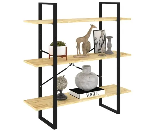 Spintelė Knygoms, 3 Lentynos, 100X30X105cm Pušies Masyvas