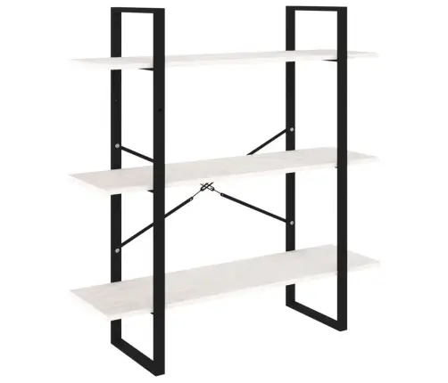 3-Korruseline Raamaturiiul, 100 X 30 X 105 cm Valge, Männipuit