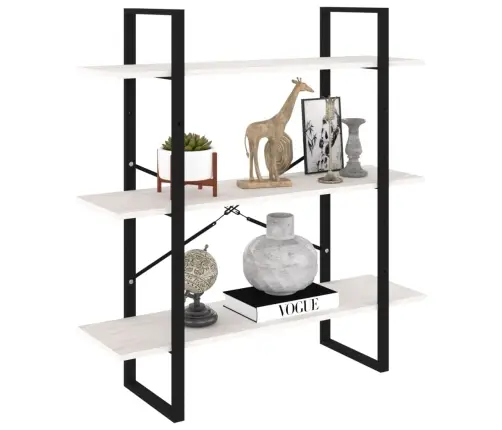 3-Korruseline Raamaturiiul, 100 X 30 X 105 cm Valge, Männipuit