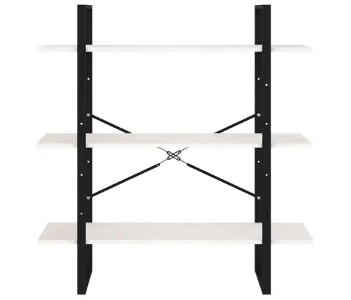 3-Korruseline Raamaturiiul, 100 X 30 X 105 cm Valge, Männipuit