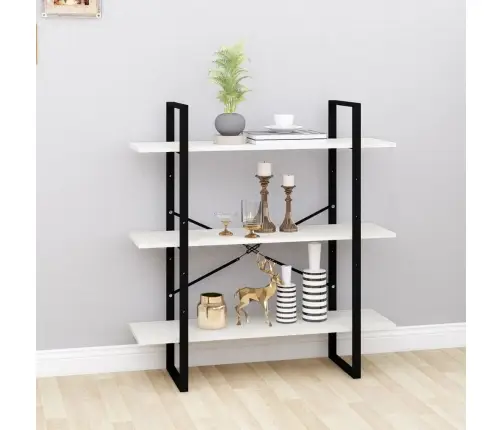 3-Korruseline Raamaturiiul, 100 X 30 X 105 cm Valge, Männipuit