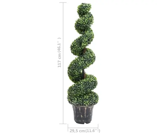 Mākslīgais Spirālveida Buksis Ar Podiņu, Zaļš, 117 Cm Vidaxl