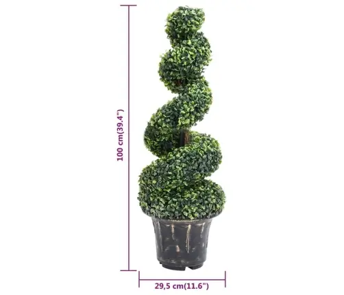 Mākslīgais Spirālveida Buksis Ar Podiņu, Zaļš, 100 Cm Vidaxl
