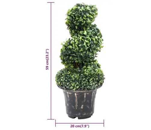 Mākslīgais Spirālveida Buksis Ar Podiņu, Zaļš, 59 Cm Vidaxl