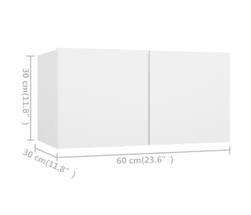 Telerikapid 4 Tk, Valge, 60 X 30 X 30 cm Tehispuit