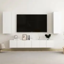 5-Daļīgs Tv Skapīšu Komplekts, Balts, Inženierijas Koks Vidaxl