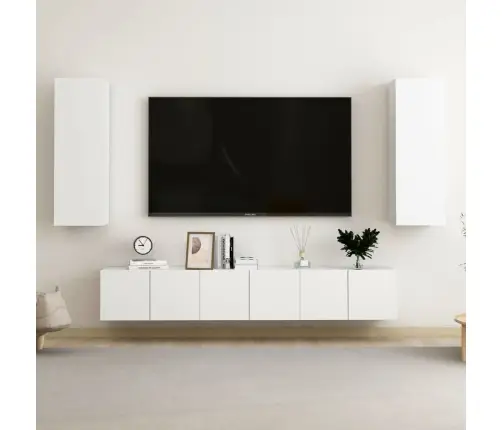 5-Daļīgs Tv Skapīšu Komplekts, Balts, Inženierijas Koks Vidaxl