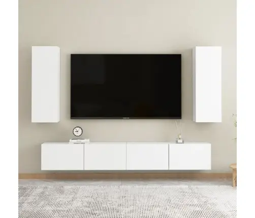 Televizoriaus Spintelių Komplektas, 4 Dalių, Baltas, Mediena