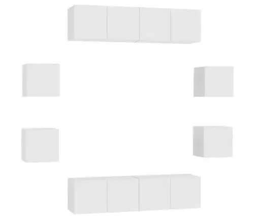 8-Osaline Telerikappide Komplekt, Valge, Puitlaastplaat