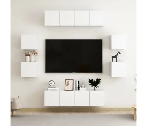 8-Osaline Telerikappide Komplekt, Valge, Puitlaastplaat