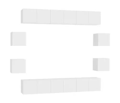 10-Osaline Telerikappide Komplekt, Valge, Puitlaastplaat