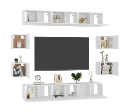 10-Osaline Telerikappide Komplekt, Valge, Puitlaastplaat