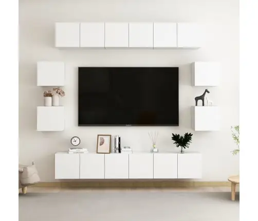 10-Osaline Telerikappide Komplekt, Valge, Puitlaastplaat