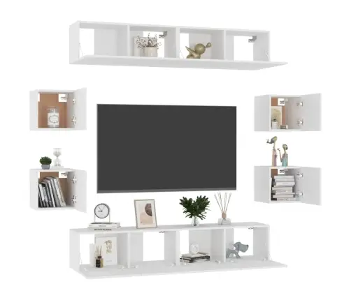 Televizoriaus Spintelių Komplektas, 8 Dalių, Baltas, Mdp