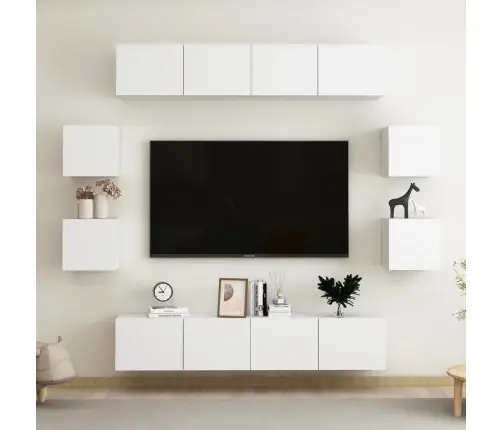 Televizoriaus Spintelių Komplektas, 8 Dalių, Baltas, Mdp