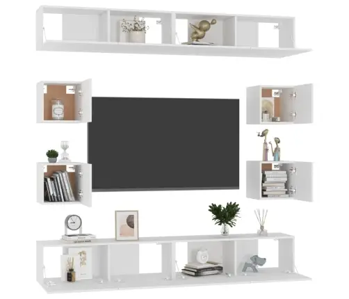 Televizoriaus Spintelių Komplektas, 8 Dalių, Baltas, Mdp