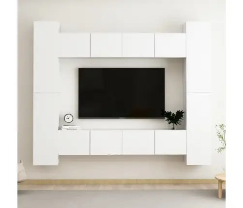 8-Osaline Telerikappide Komplekt, Valge, Tehispuit