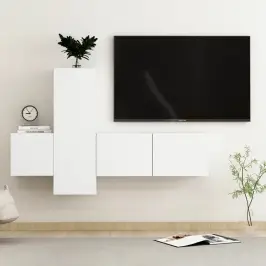 3-Daļīgs Tv Skapīšu Komplekts, Balts, Inženierijas Koks Vidaxl
