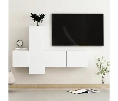 3-Daļīgs Tv Skapīšu Komplekts, Balts, Inženierijas Koks Vidaxl