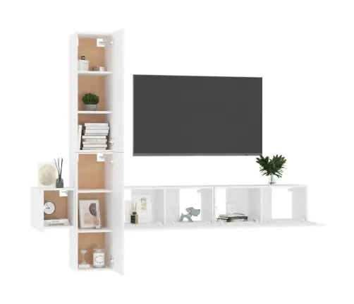 5-Osaline Telerikappide Komplekt, Valge, Tehispuit