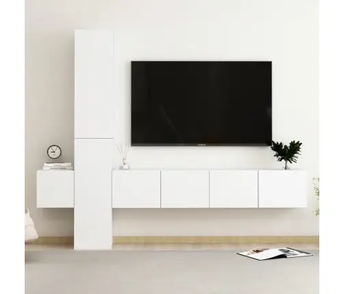 5-Osaline Telerikappide Komplekt, Valge, Tehispuit