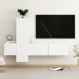 3-Daļīgs Tv Skapīšu Komplekts, Balts, Inženierijas Koks Vidaxl