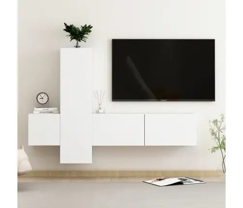 3-Daļīgs Tv Skapīšu Komplekts, Balts, Inženierijas Koks Vidaxl