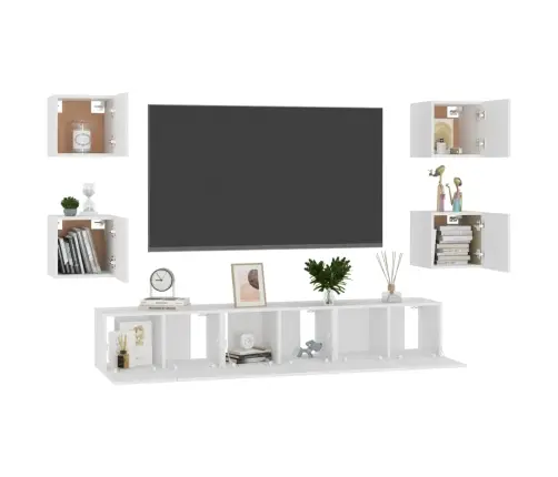 7-Osaline Telerikappide Komplekt, Valge, Tehispuit