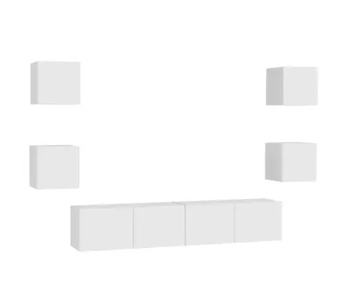 Televizoriaus Spintelių Komplektas, 6 Dalių, Baltas, Mediena