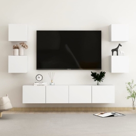 6-Daļīgs Tv Skapīšu Komplekts, Balts, Inženierijas Koks Vidaxl