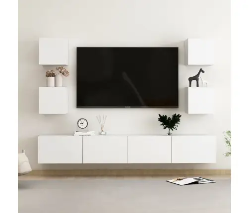 6-Daļīgs Tv Skapīšu Komplekts, Balts, Inženierijas Koks Vidaxl
