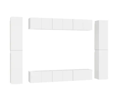 10-Osaline Telerikappide Komplekt, Valge, Tehispuit